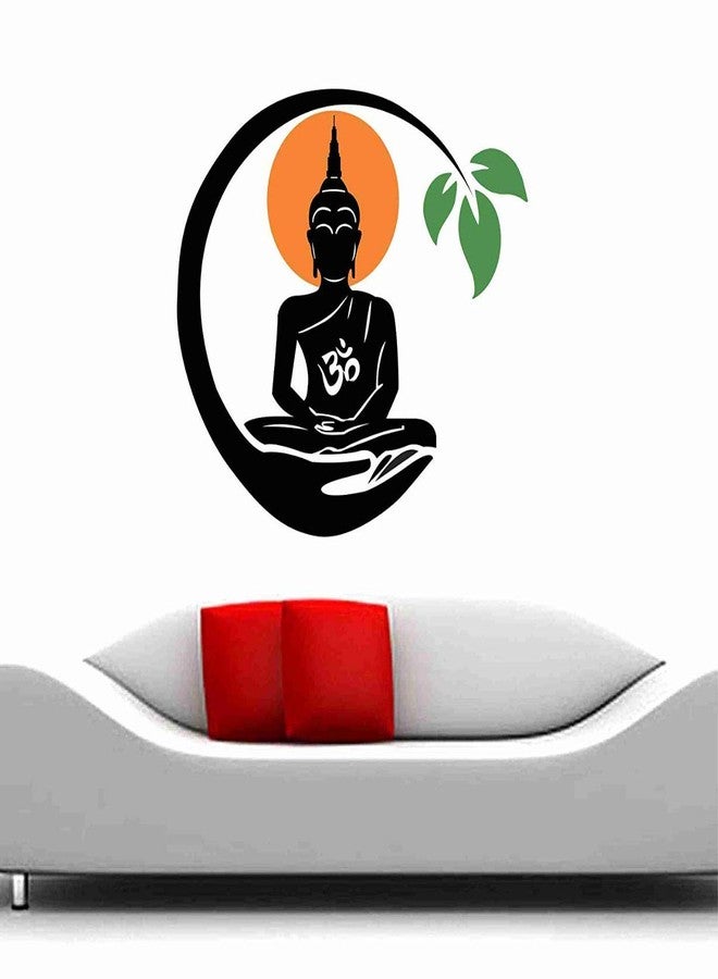 Akki World™ Meditating Buddha Floral PVC Vinyl Wall Sticker Decal for Living and Kids Room Decor - Image 1