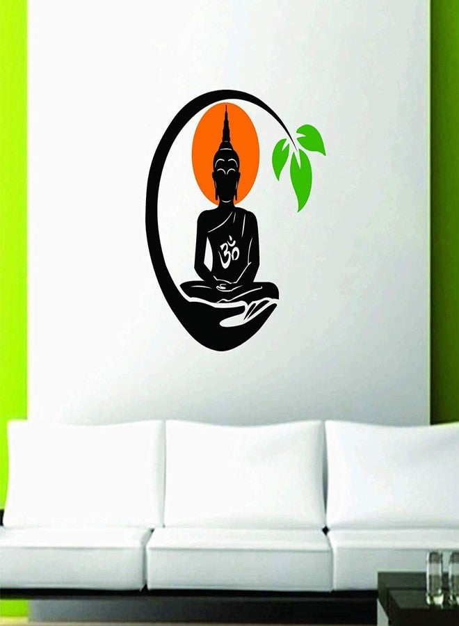Akki World™ Meditating Buddha Floral PVC Vinyl Wall Sticker Decal for Living and Kids Room Decor - Image 2