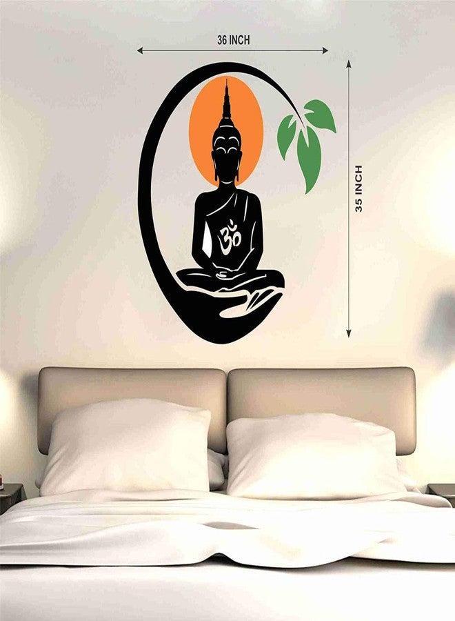 Akki World™ Meditating Buddha Floral PVC Vinyl Wall Sticker Decal for Living and Kids Room Decor - Image 3