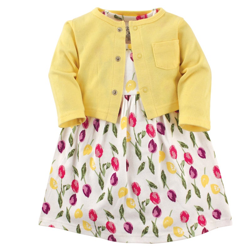 Luvable Friends Luvable Friends Baby and Toddler Girl Dress and Cardigan Tulips 36 Months