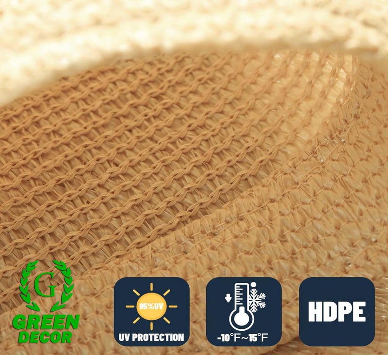 GREEN DECOR-HDPE Fabric Self Fold with SS Eyelet Sun Shade Sails 85-90% Protection from Sun & UV Rays Ideal for CarParking,Outdoor Garden,Balcony, Patio,Tent(Beige Color, 9.5 X 5 Feet) Pack of 1 Pc - Image 3