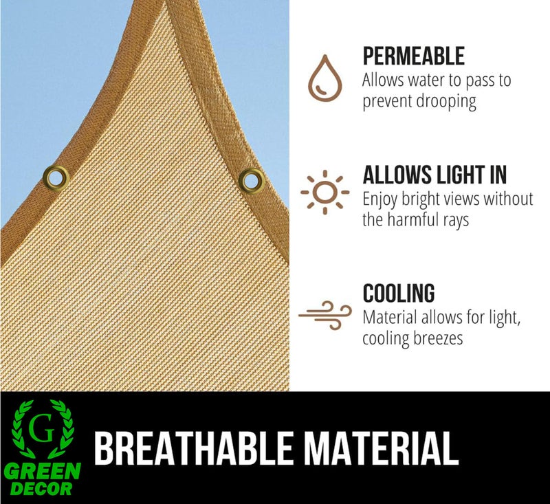 GREEN DECOR-HDPE Fabric Self Fold with SS Eyelet Sun Shade Sails 85-90% Protection from Sun & UV Rays Ideal for CarParking,Outdoor Garden,Balcony, Patio,Tent(Beige Color, 9.5 X 5 Feet) Pack of 1 Pc - Image 5