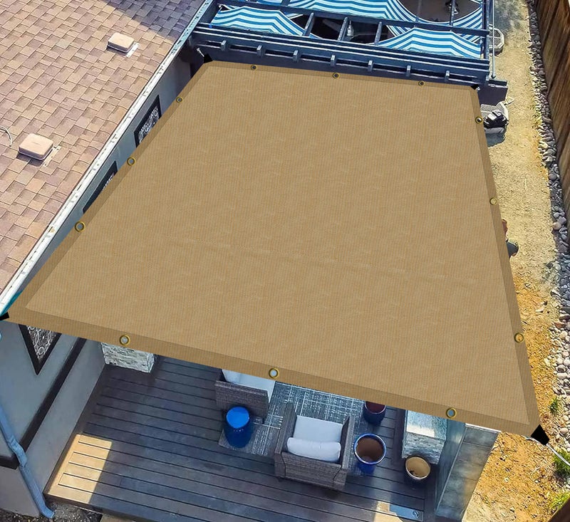 GREEN DECOR-HDPE Fabric Self Fold with SS Eyelet Sun Shade Sails 85-90% Protection from Sun & UV Rays Ideal for CarParking,Outdoor Garden,Balcony, Patio,Tent(Beige Color, 9.5 X 5 Feet) Pack of 1 Pc - Image 1