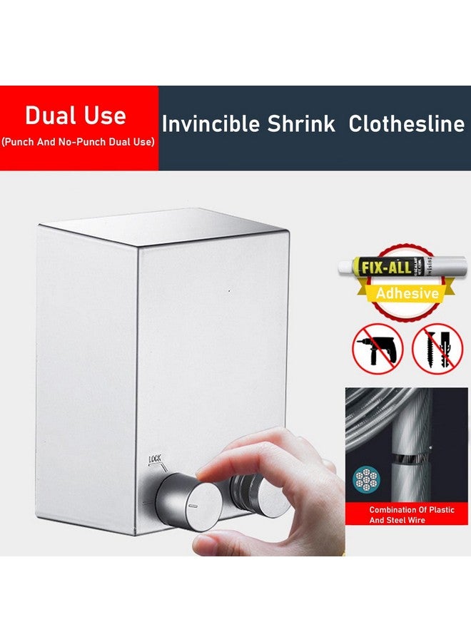 SYGA Retractable Steel Indoor Clothesline Wall Hanger Drying Rack Bathroom Accessories with Magic Drying 4.2M Cable (Single Rope Silver) - Image 2