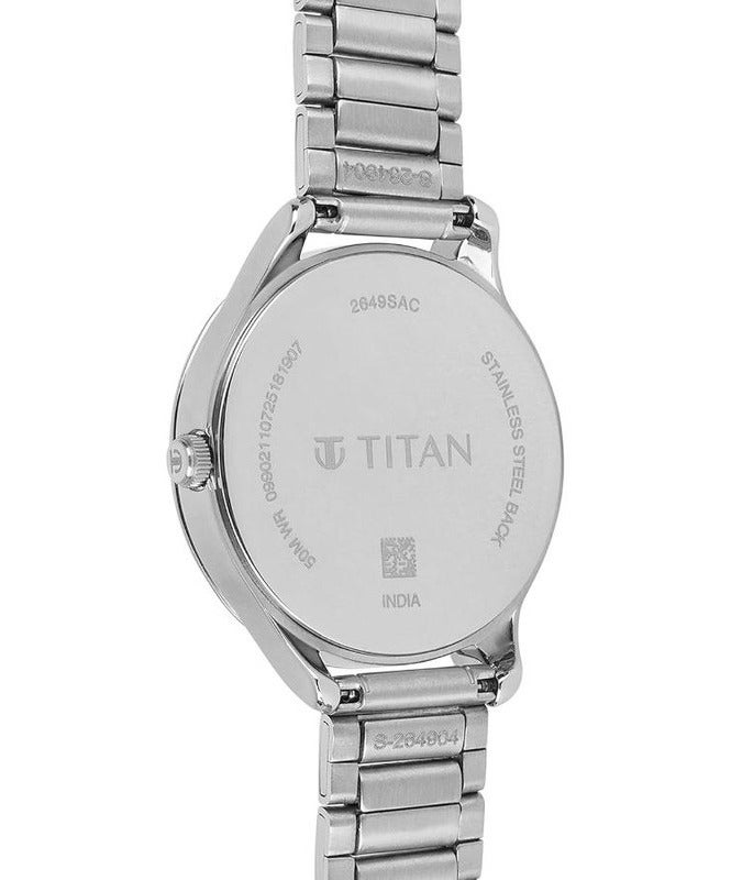Titan Workwear Pink Round Dial Silver Metal Strap Analogue Watch For Women 2649sm07 - Image 3