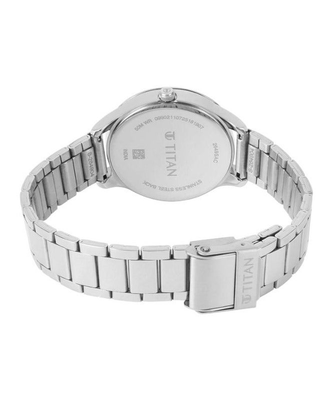 Titan Workwear Pink Round Dial Silver Metal Strap Analogue Watch For Women 2649sm07 - Image 5