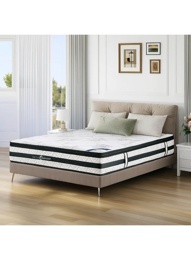 Total Comfort Athens Hybrid Memory Foam Mattress | Medium Firm EuroTop - Double (120 x 200 x 30 cm) | Spinal Alignment, Motion Isolation, Edge Support | Cooling & Pressure Relief | Pocket Spring - Image 1