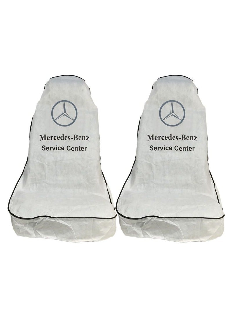 BENZ B.E.N.Z Universal Car Seat Dust Dirt Protection Cover, Extra Protection For Your Seat 2 pcs Set, Car Seat Cover White - Image 1