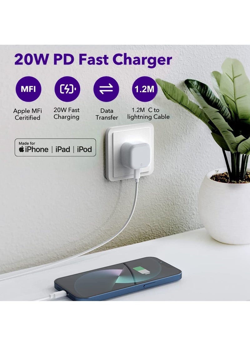 iPhone 20W USB C Fast Charger, iPhone Fast Charger Plug fast Charger Power and 1M iPhone USB C Charger Cable Compatible with i-Phone 13 12 11 Pro Max Mini X XR Xs/i-Pad, iPhone USB C Fast Charger  - Image 5