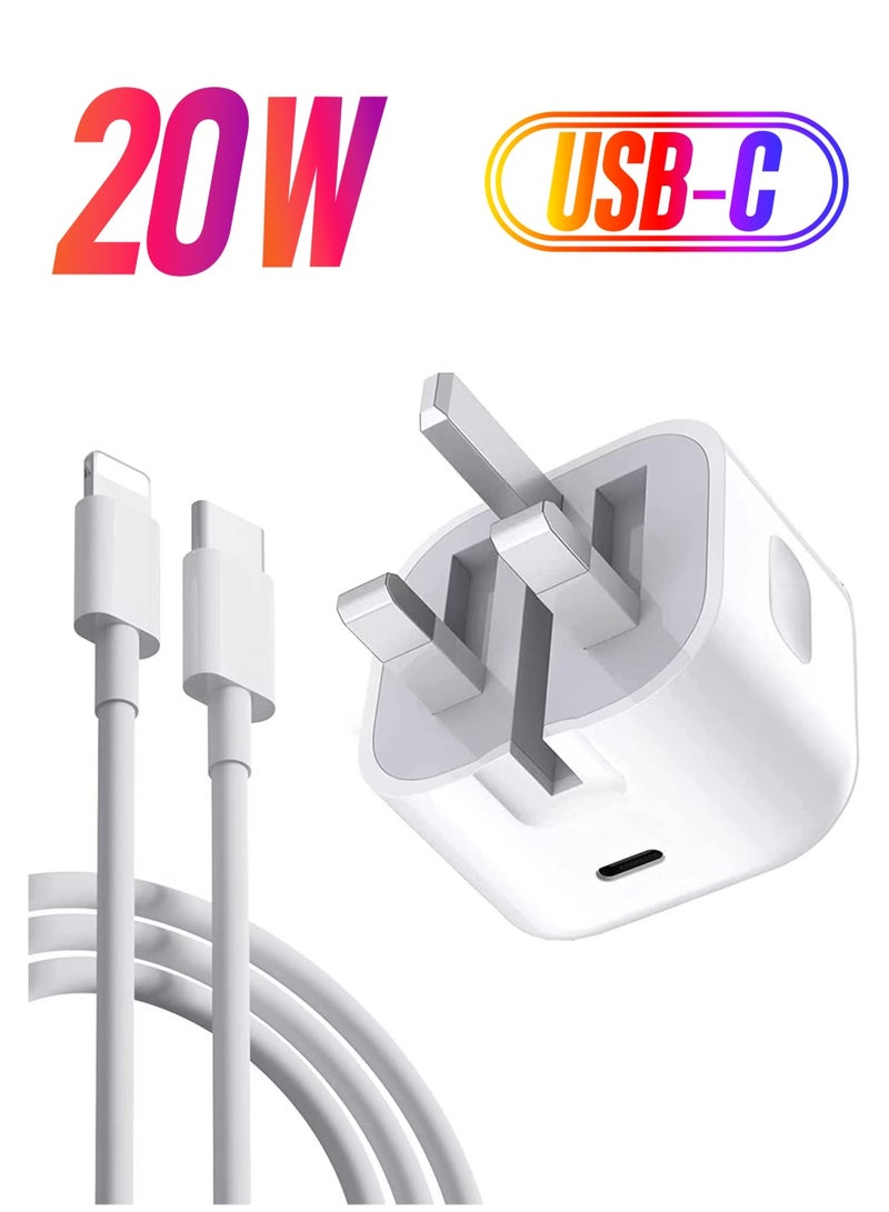 iPhone 20W USB C Fast Charger, iPhone Fast Charger Plug fast Charger Power and 1M iPhone USB C Charger Cable Compatible with i-Phone 13 12 11 Pro Max Mini X XR Xs/i-Pad, iPhone USB C Fast Charger  - Image 1