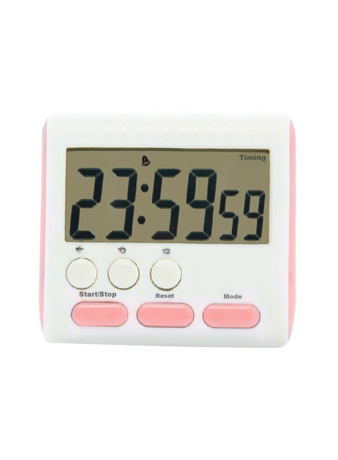 All-round Quanshi Electronic Timer, Kitchen Alarm Clock, Kitchen Refrigerator Timer, Study Reminder, Count-Up Timer, Second Hand, Pink - Image 1