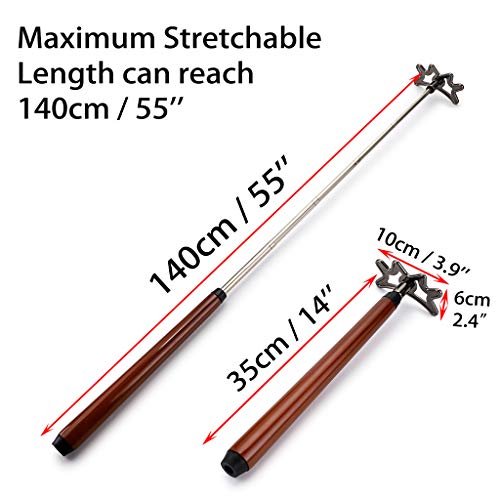 OwnMy Retractable Billiards Bridge Stick with Removable Bridge Head and Wood Handle, Pool Stick Length extends up to 35CM - 140CM, Billiards Pool Cue Accessory (Brown) - Image 2