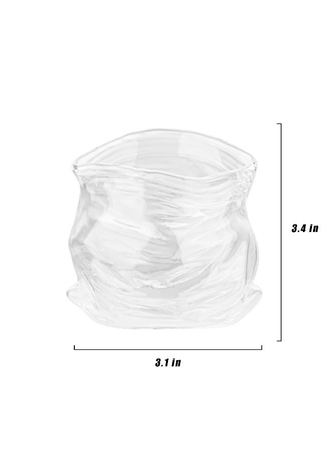 Restaurantware 8 Ounce Unzipped Bag Bowl, 1 Small Glass Bag - Realistic Crinkled Edges, Serve Candy, Popcorn, or Nuts, Clear Glass Bag Bowl, Dishwashable, Flat Base - Image 1