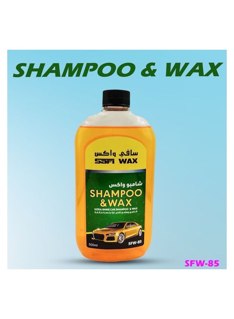 Safi WAX SAFI WAX SFW85 - Car Shampoo And Wax High Quality, Ultra Shine Car Shampoo And Wax 500ml  - Image 1