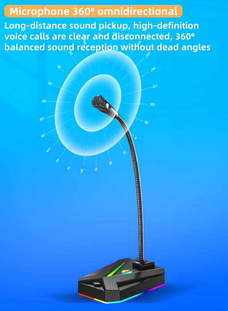 nihao Intelligent Noise-cancelling Game Microphone with Lighting Effects, Computer Desktop Microphone Home Noise Reduction Eating Chicken E-sports Live Broadcast Notebook Wired Recording Conference - USB Lion Head  - Image 3