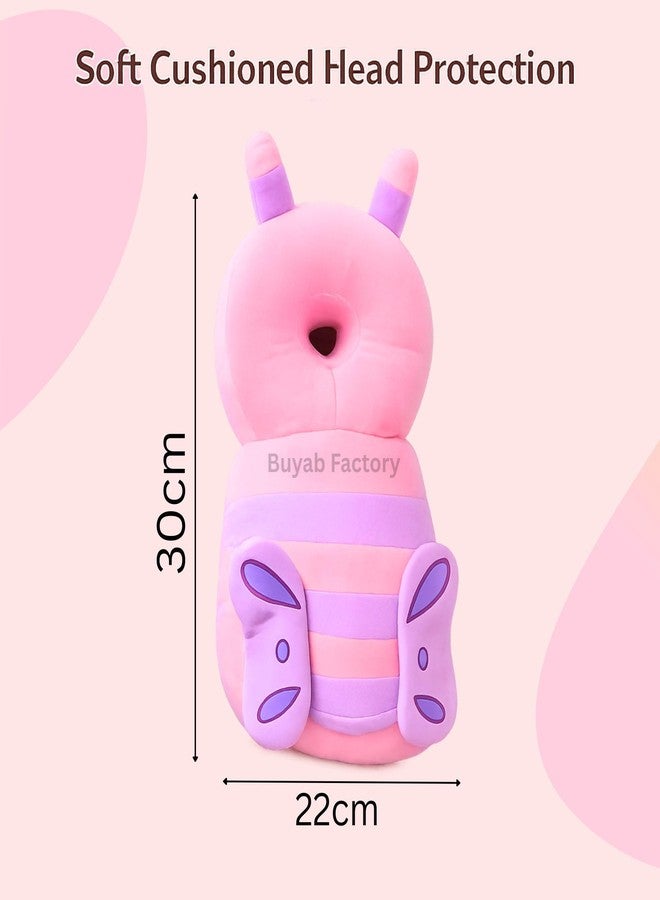 Laurant Baby Head Protector Safety Backpack with Butterfly Design, Pink, for Crawling and Walking Babies - Image 4