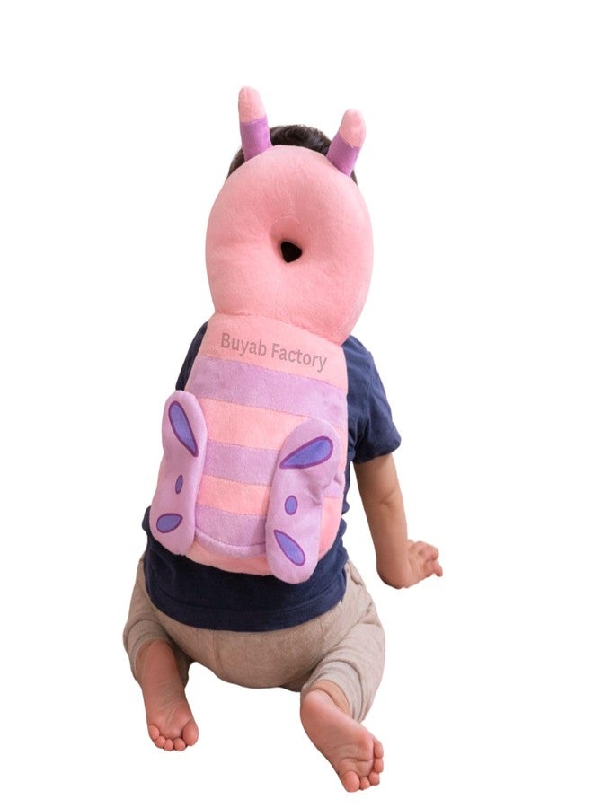 Laurant Baby Head Protector Safety Backpack with Butterfly Design, Pink, for Crawling and Walking Babies - Image 1