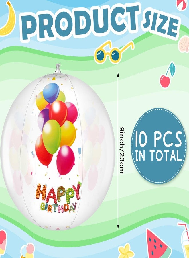 Silipull 10 Pack Birthday Beach Ball for Pool Birthday Party Decorations 9" Clear Inflatable Pool Balls Pool Birthday Party Favors Swimming Pool Balls for Adults Outdoor Fun Water Games Gifts - Image 2