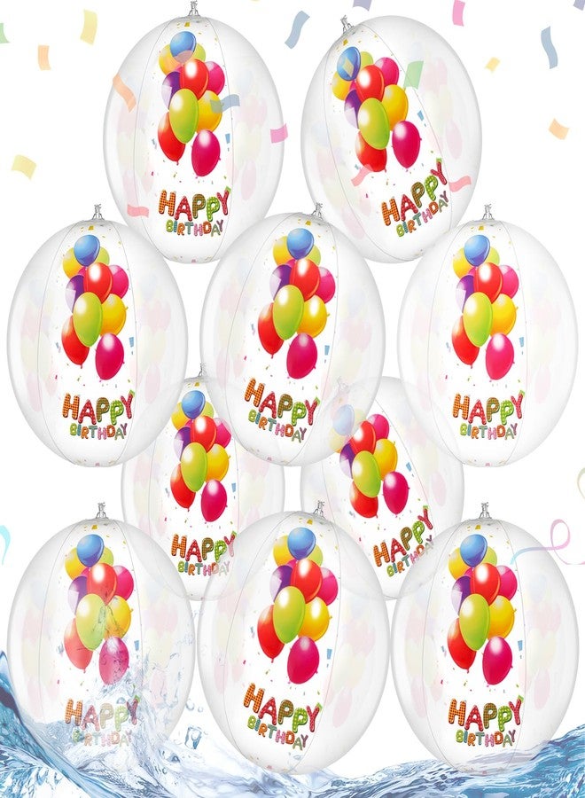 Silipull 10 Pack Birthday Beach Ball for Pool Birthday Party Decorations 9" Clear Inflatable Pool Balls Pool Birthday Party Favors Swimming Pool Balls for Adults Outdoor Fun Water Games Gifts - Image 1