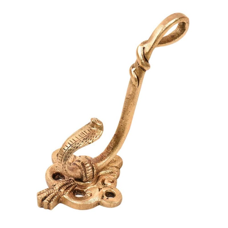 Indian-Shelf IndianShelf 1 Pack Key Holders Cobra Vintage Brass Decorative Wall Hooks for Hanging Unique Coat Rack Wall Mount Antique Towel Hangers Gold - Image 1