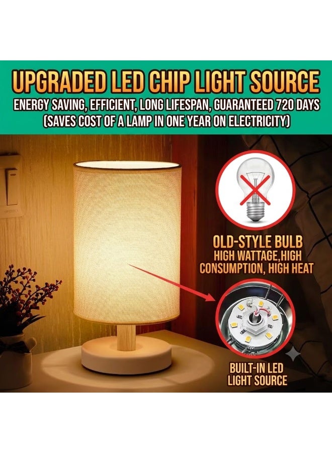 LED White Light Bedroom Table Lamp Combination White 14x27x12cm - Image 3