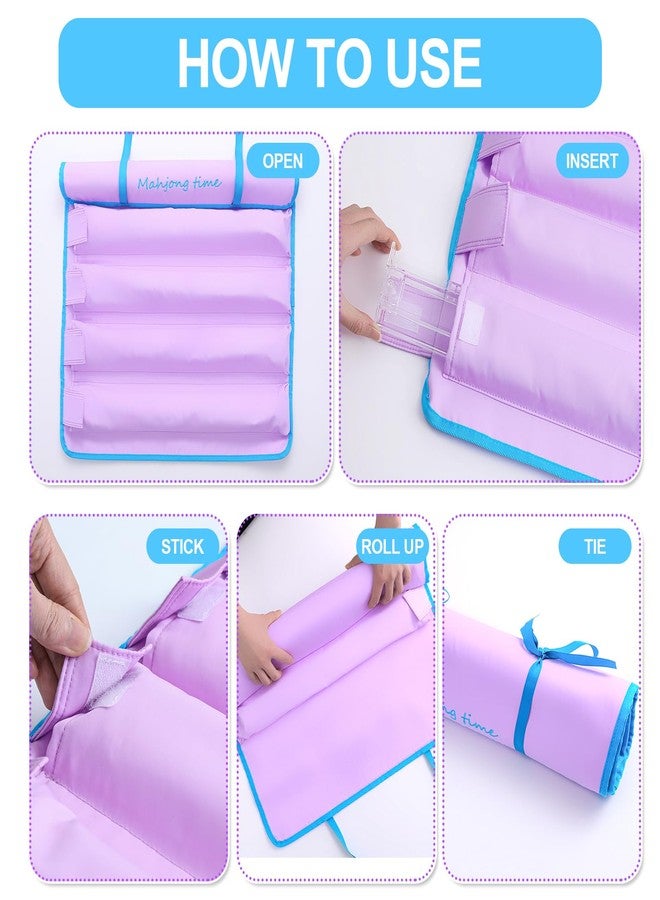 Jongyance Purple Mahjong Rack Bag for 4 Mahjong Racks and Pushers, Storage Bag with 4 Divided Pockets, Mahjong Accessories, Empty Bag Only - Image 3