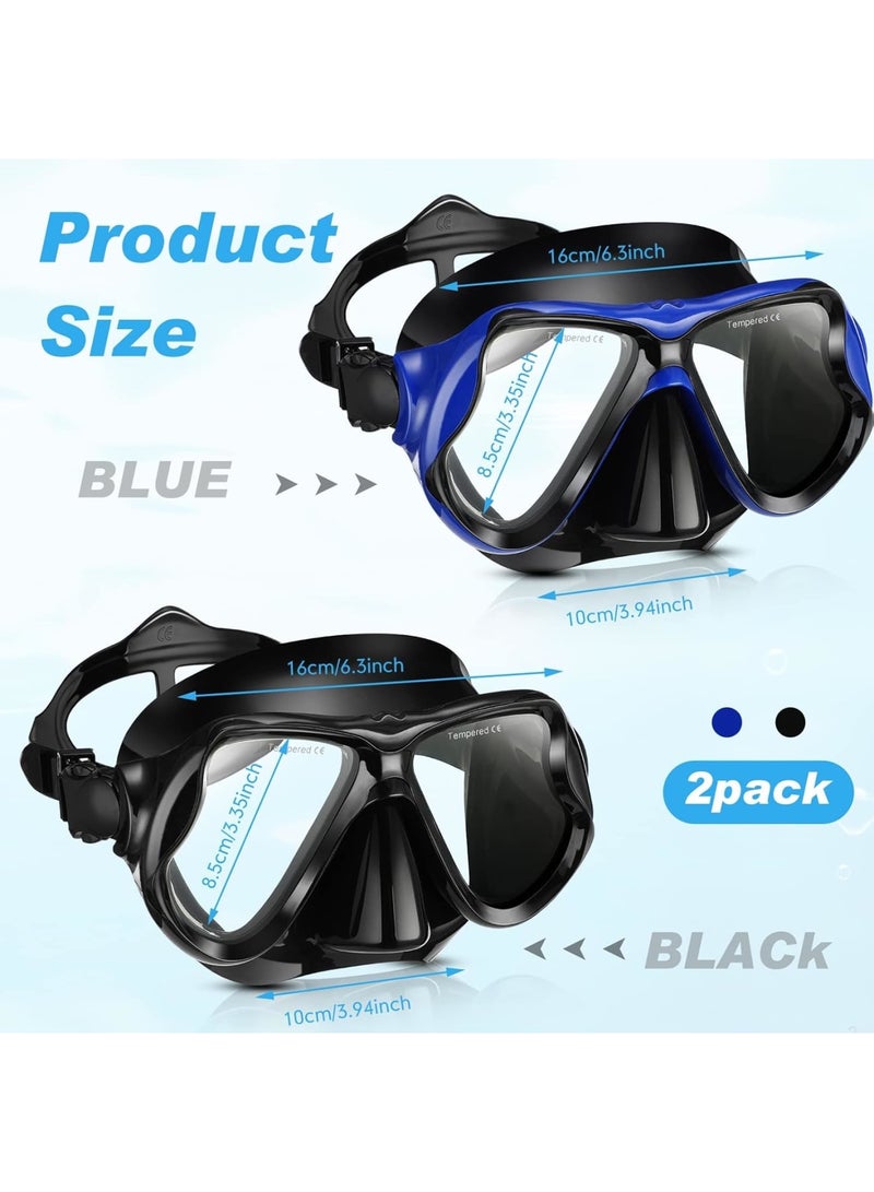 SOLARAE 2 Pack Diving Mask Adult Swimming Snorkel Mask Clear View Swimming Goggles with Nose Cover Anti Fog Swim Mask Tempered Glass Snorkeling Goggles for Diving Snorkeling Swimming - Image 2