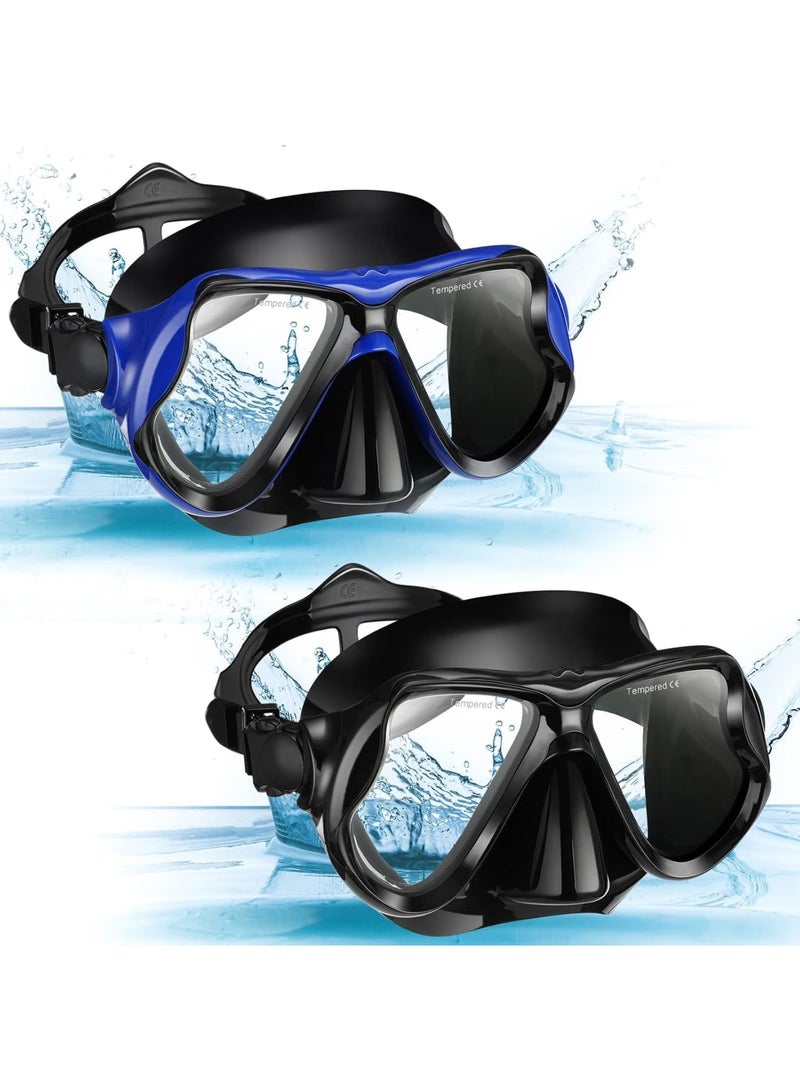 SOLARAE 2 Pack Diving Mask Adult Swimming Snorkel Mask Clear View Swimming Goggles with Nose Cover Anti Fog Swim Mask Tempered Glass Snorkeling Goggles for Diving Snorkeling Swimming - Image 1