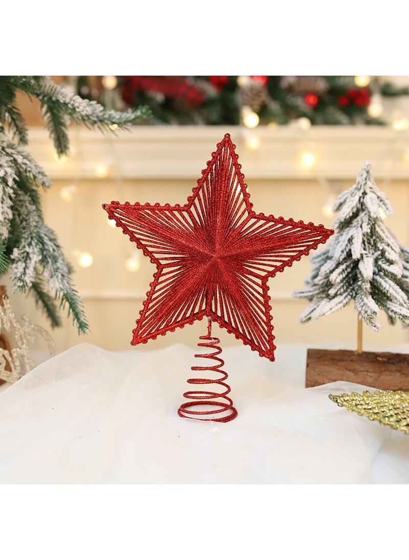 نجمة تزيين قمة شجرة عيد الميلاد الجديدة حمراء