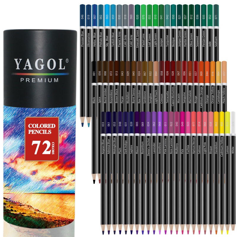 Yagol أقلام تلوين ياجول لكتب تلوين البالغين، مجموعة 72 قلم تلوين، أقلام تلوين ناعمة لكتب تلوين البالغين، أقلام تلوين للبالغين - للرسم، والتخطيط، والمزج، والتظليل - مستلزمات فنية. - Image 1