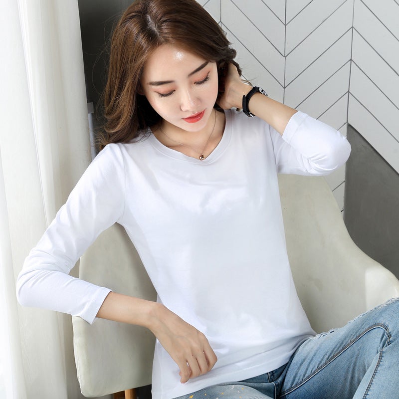 New Round Neck Long-Sleeved T-Shirt Women'S Base Shirt Simple Round Neck Long-Sleeved Fall/Winter Plus Size Inner T-Shirt - Image 2
