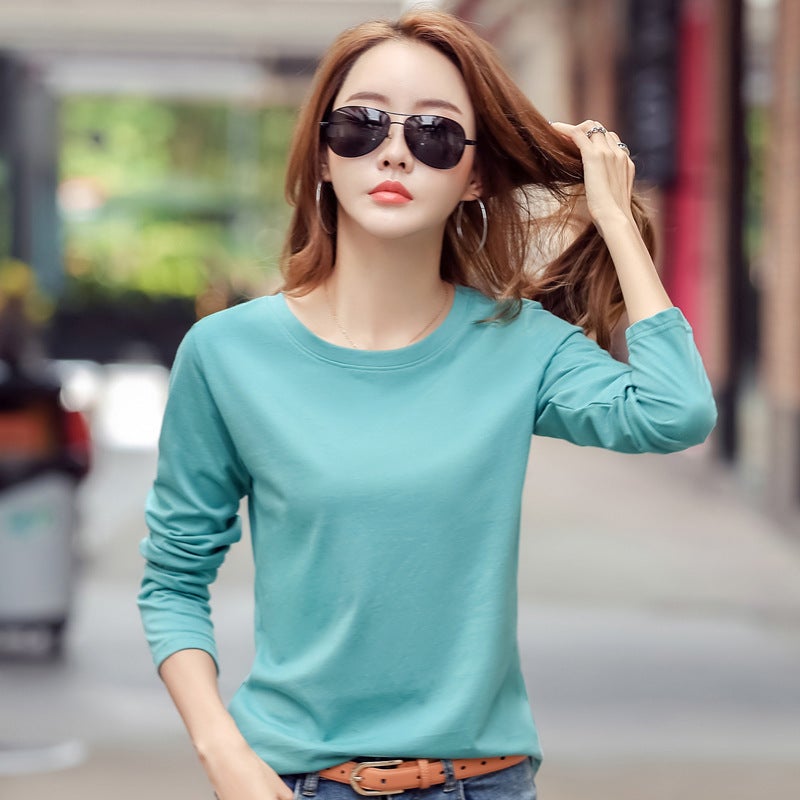 New Round Neck Long-Sleeved T-Shirt Women'S Base Shirt Simple Round Neck Long-Sleeved Fall/Winter Plus Size Inner T-Shirt - Image 5