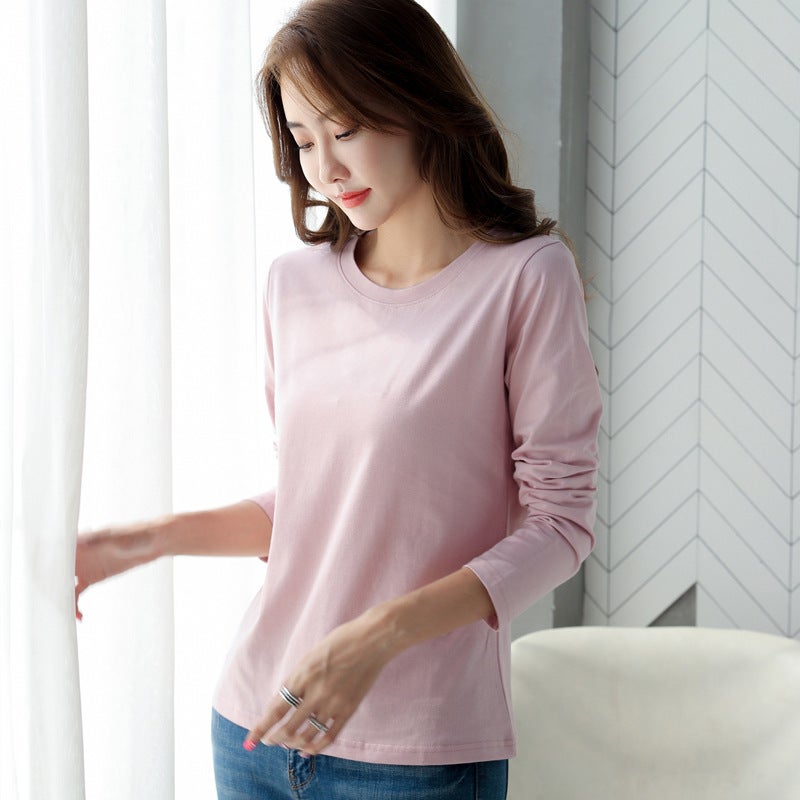 New Round Neck Long-Sleeved T-Shirt Women'S Base Shirt Simple Round Neck Long-Sleeved Fall/Winter Plus Size Inner T-Shirt - Image 4
