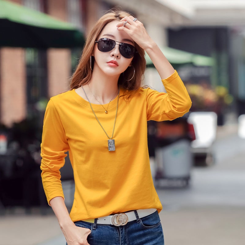 New Round Neck Long-Sleeved T-Shirt Women'S Base Shirt Simple Round Neck Long-Sleeved Fall/Winter Plus Size Inner T-Shirt - Image 1