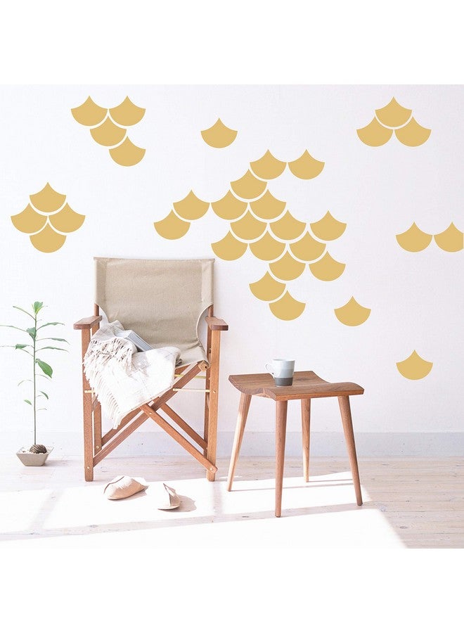 GESTYZ 40 Pcs Mermaid Scale Wall Decal, Nursery Decor, Geometric Decals, Modern Wall Decals, Unique Wall Decor for Kids, Wall Decals for Girls Boys Room(Y06) (Matte Gold) - Image 1
