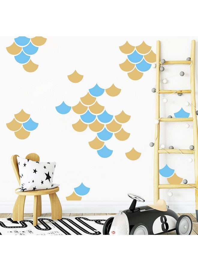 GESTYZ 40 Pcs Mermaid Scale Wall Decal, Nursery Decor, Geometric Decals, Modern Wall Decals, Unique Wall Decor for Kids, Wall Decals for Girls Boys Room(Y06) (Matte Gold) - Image 4