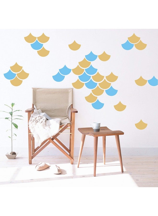 GESTYZ 40 Pcs Mermaid Scale Wall Decal, Nursery Decor, Geometric Decals, Modern Wall Decals, Unique Wall Decor for Kids, Wall Decals for Girls Boys Room(Y06) (Matte Gold) - Image 3