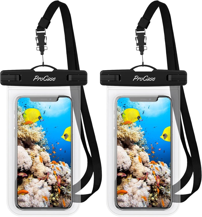 Procase 2 Pack Waterproof Phone Pouch Case, 7" Universal Underwater Cellphone Dry Bag for iPhone 17 Air 16 15 14 13 Pro Plus Max 12 11, Galaxy S24 S23 S22 Ultra Pixel -Clear - Image 1