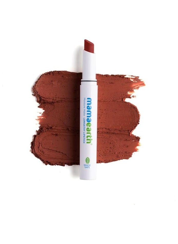 Mamaearth Moisture Matte Longstay Lipstick With Avocado Oil And Vitamin E For 12 Hour Long Stay - 2 G Hazelnut Brown  - Image 1