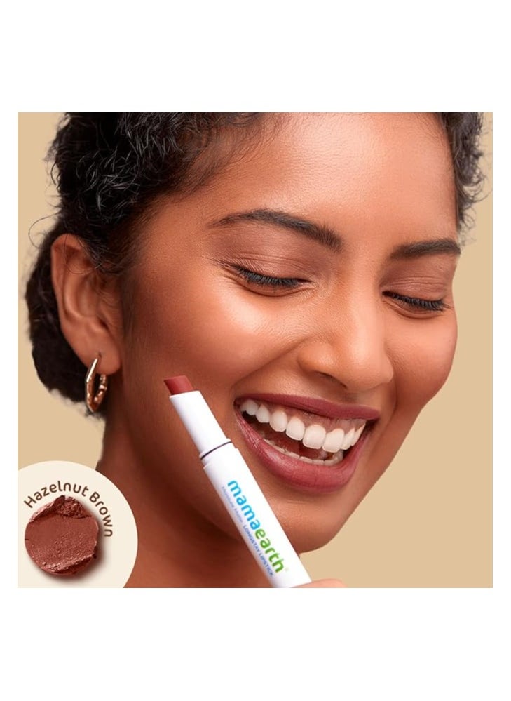 Mamaearth Moisture Matte Longstay Lipstick With Avocado Oil And Vitamin E For 12 Hour Long Stay - 2 G Hazelnut Brown  - Image 2