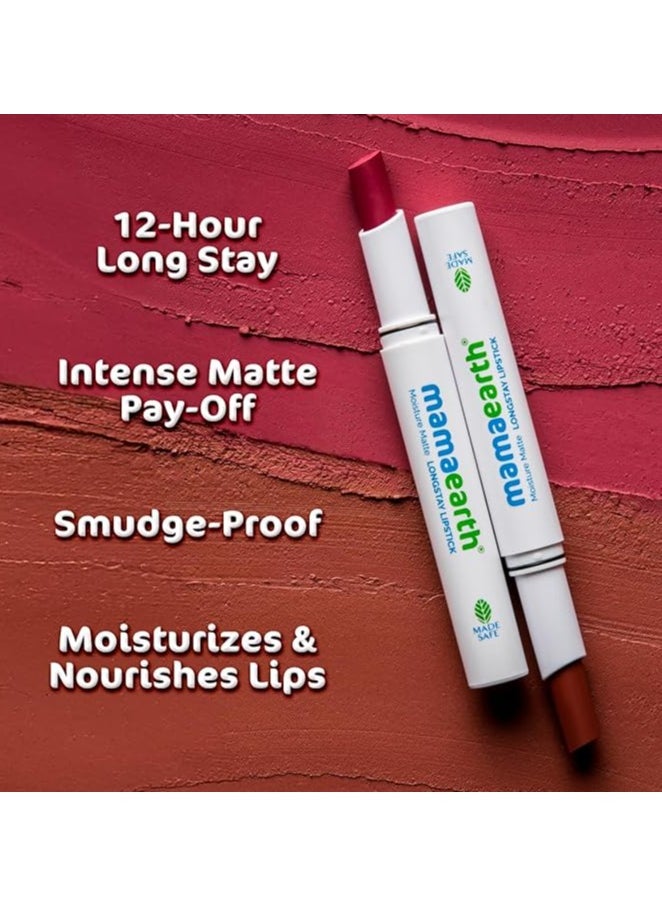 Mamaearth Moisture Matte Longstay Lipstick With Avocado Oil And Vitamin E For 12 Hour Long Stay - 2 G Hazelnut Brown  - Image 3