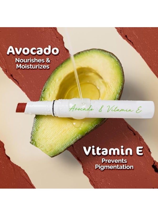 Mamaearth Moisture Matte Longstay Lipstick With Avocado Oil And Vitamin E For 12 Hour Long Stay - 2 G Hazelnut Brown  - Image 4