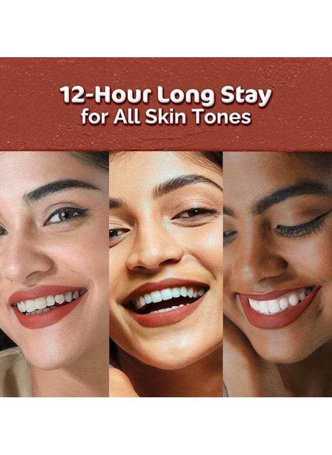 Mamaearth Moisture Matte Longstay Lipstick With Avocado Oil And Vitamin E For 12 Hour Long Stay - 2 G Hazelnut Brown  - Image 5