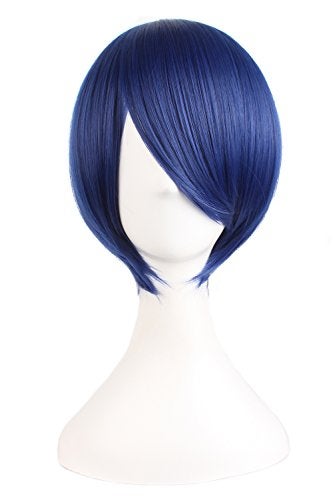 MapofBeauty 12 Inches/30 cm Short Straight Cosplay Costume Wig Party Wig (Mixed Blue) - Image 1