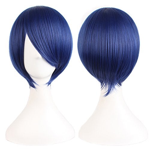 MapofBeauty 12 Inches/30 cm Short Straight Cosplay Costume Wig Party Wig (Mixed Blue) - Image 3