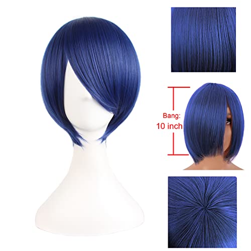 MapofBeauty 12 Inches/30 cm Short Straight Cosplay Costume Wig Party Wig (Mixed Blue) - Image 4