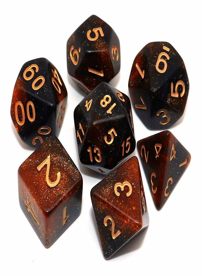 CREEBUY Polyhedral DND Dice Set-6 Pack Double-Colors Nebula Dice Sets Compatible with Dungeons and Dragons D&D Role Playing Game RPG Games Dice with D4 D6 D8 D10 D% D12 D20 (6 Glitter Dices) - Image 5