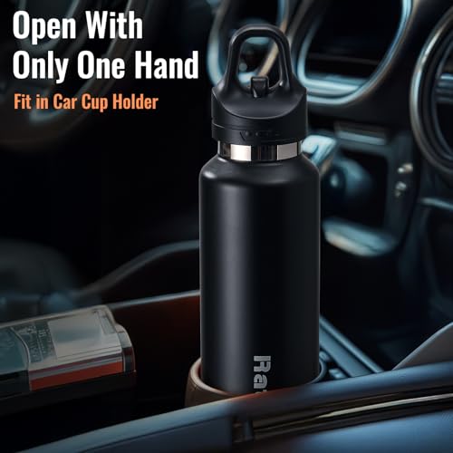Ratrabas Insulated Water Bottle 21 OZ, Insulated Tumbler with One-Touch Open, Travel Water Bottle with Leak-Proof Design, Sports Water Bottle for Women & Men (Black) - Image 4
