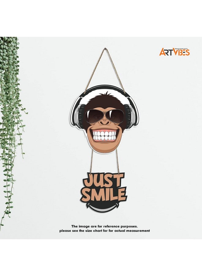 Artvibes Monkey Smile Printed Wooden Wall Hanging Ornaments with Quotes for Home Decor | Office | Gifts | Living Room | Bedroom | Wood Decorative Items | Modern Decoration | Artworks (WH_5707N) - Image 5