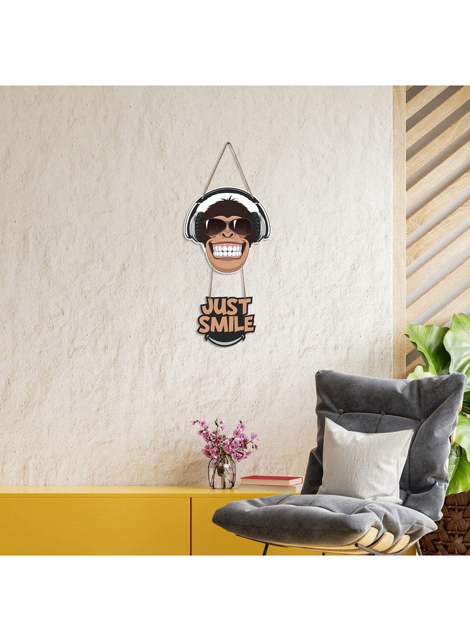 Artvibes Monkey Smile Printed Wooden Wall Hanging Ornaments with Quotes for Home Decor | Office | Gifts | Living Room | Bedroom | Wood Decorative Items | Modern Decoration | Artworks (WH_5707N) - Image 2